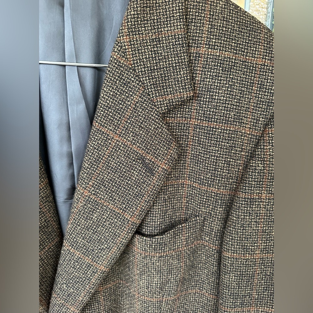 Vtg Union Made 44 Regular Wool Cashmere Men’s Tweed Pattern Blazer Business Work - Picture 3 of 6